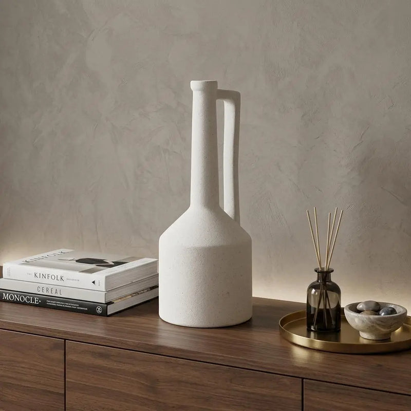 16" White Ceramic Table Vase Homeroots Home Decor