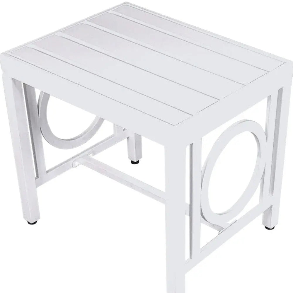 16" White Metal Outdoor Side Table Homeroots Outdoor