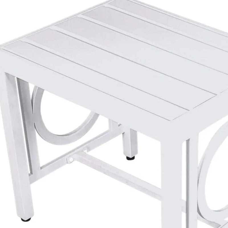 16" White Metal Outdoor Side Table Homeroots Outdoor