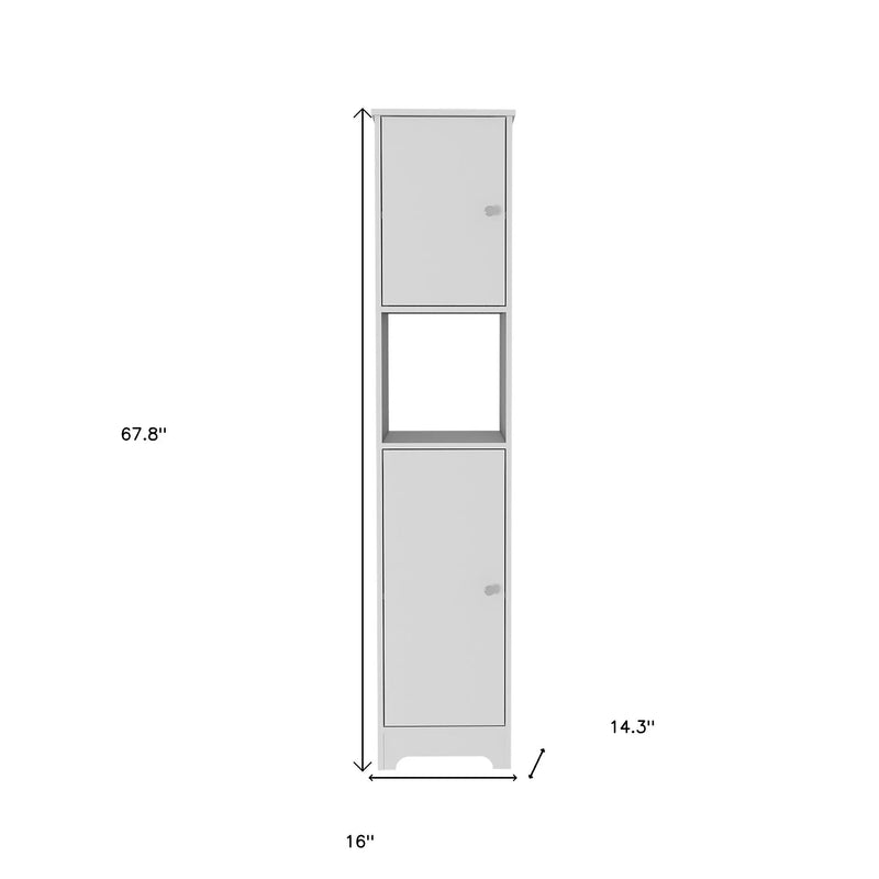 16" White Wood Accent Cabinet With Two Doors Homeroots Kitchen & Dining