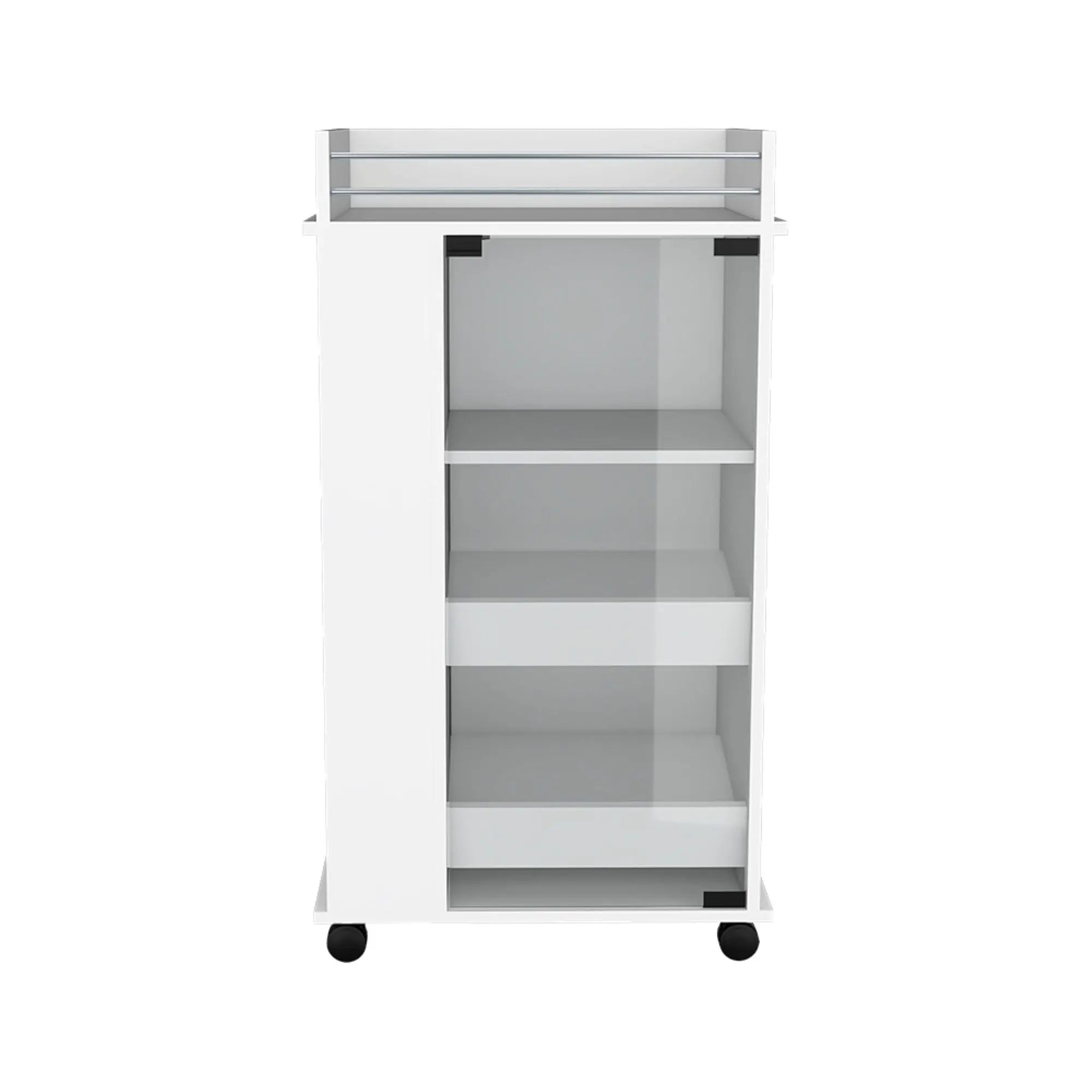 16" White Wood Bar Cart Homeroots Kitchen & Dining