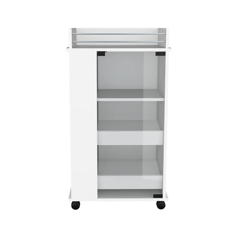 16" White Wood Bar Cart Homeroots Kitchen & Dining