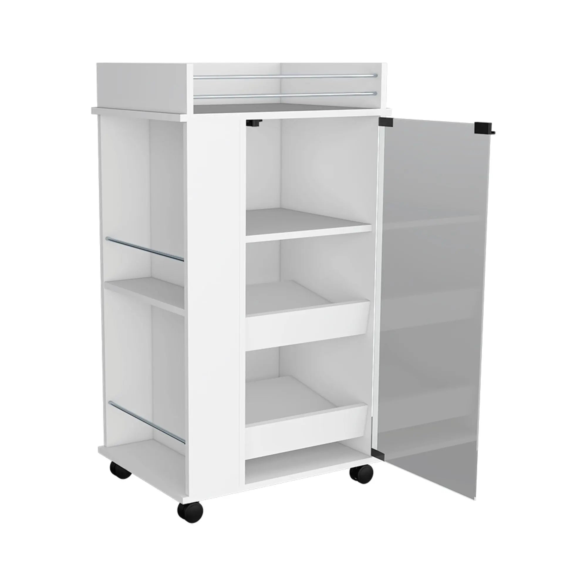 16" White Wood Bar Cart Homeroots Kitchen & Dining