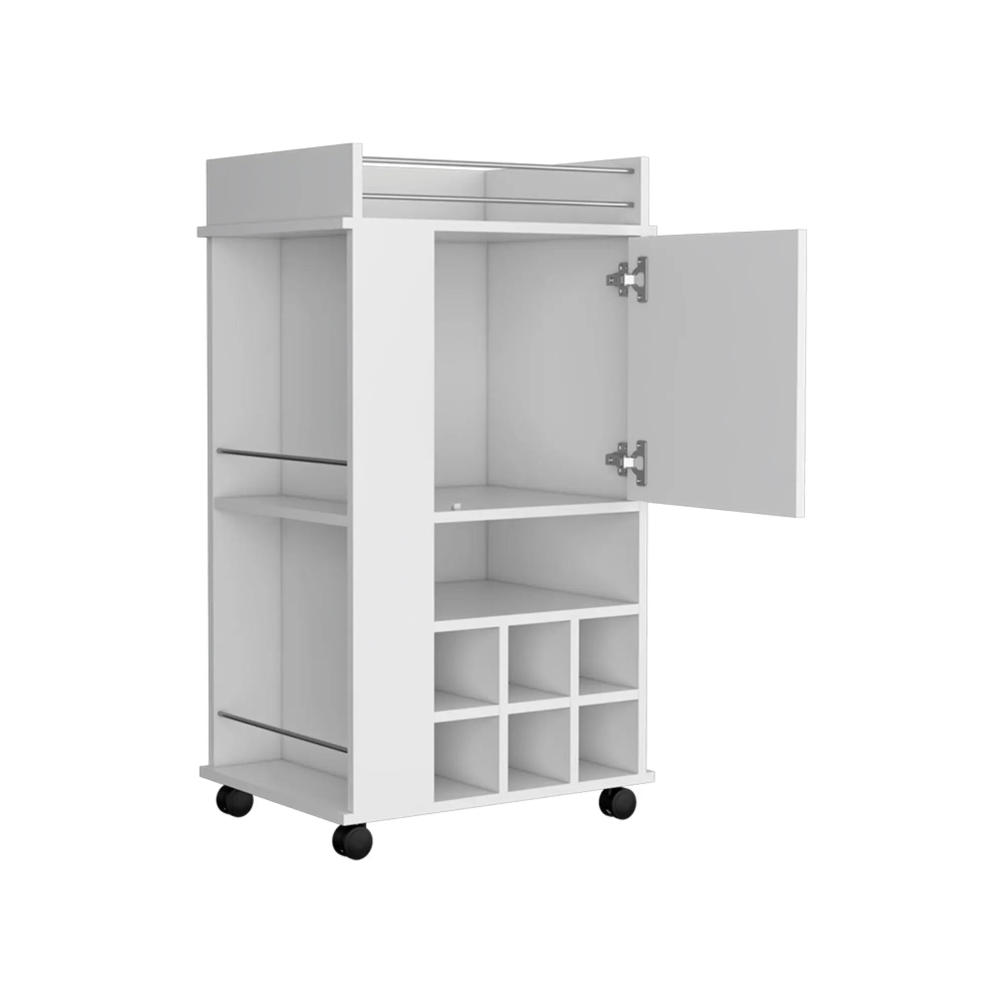 16" White Wood Bar Cart Homeroots Kitchen & Dining