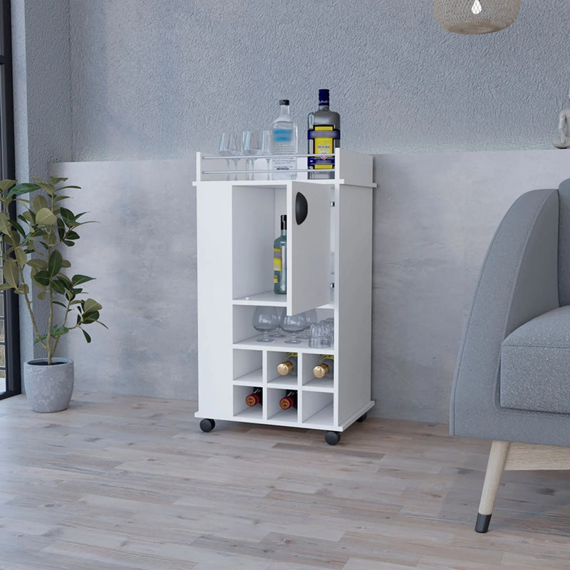 16" White Wood Bar Cart Homeroots Kitchen & Dining