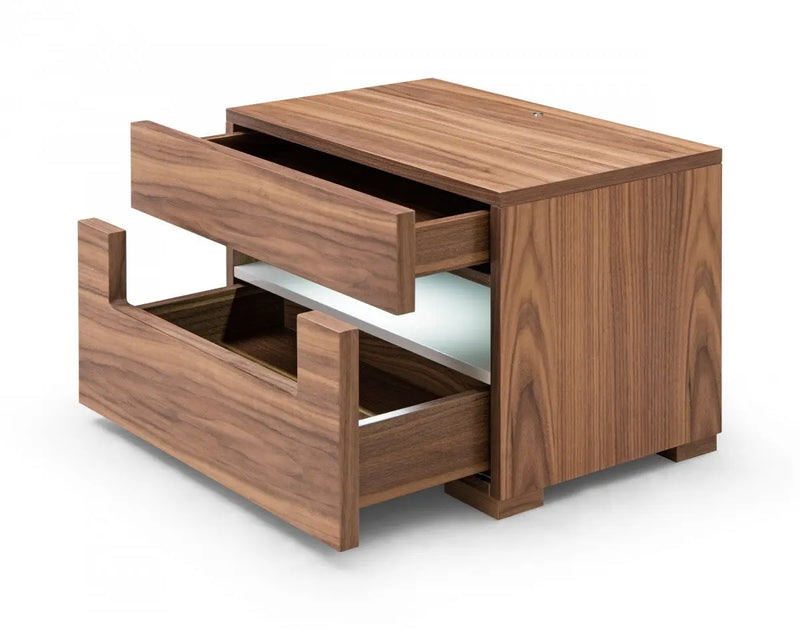 16" Wood Lighted Two Drawer Nightstand Homeroots Bed & Bath