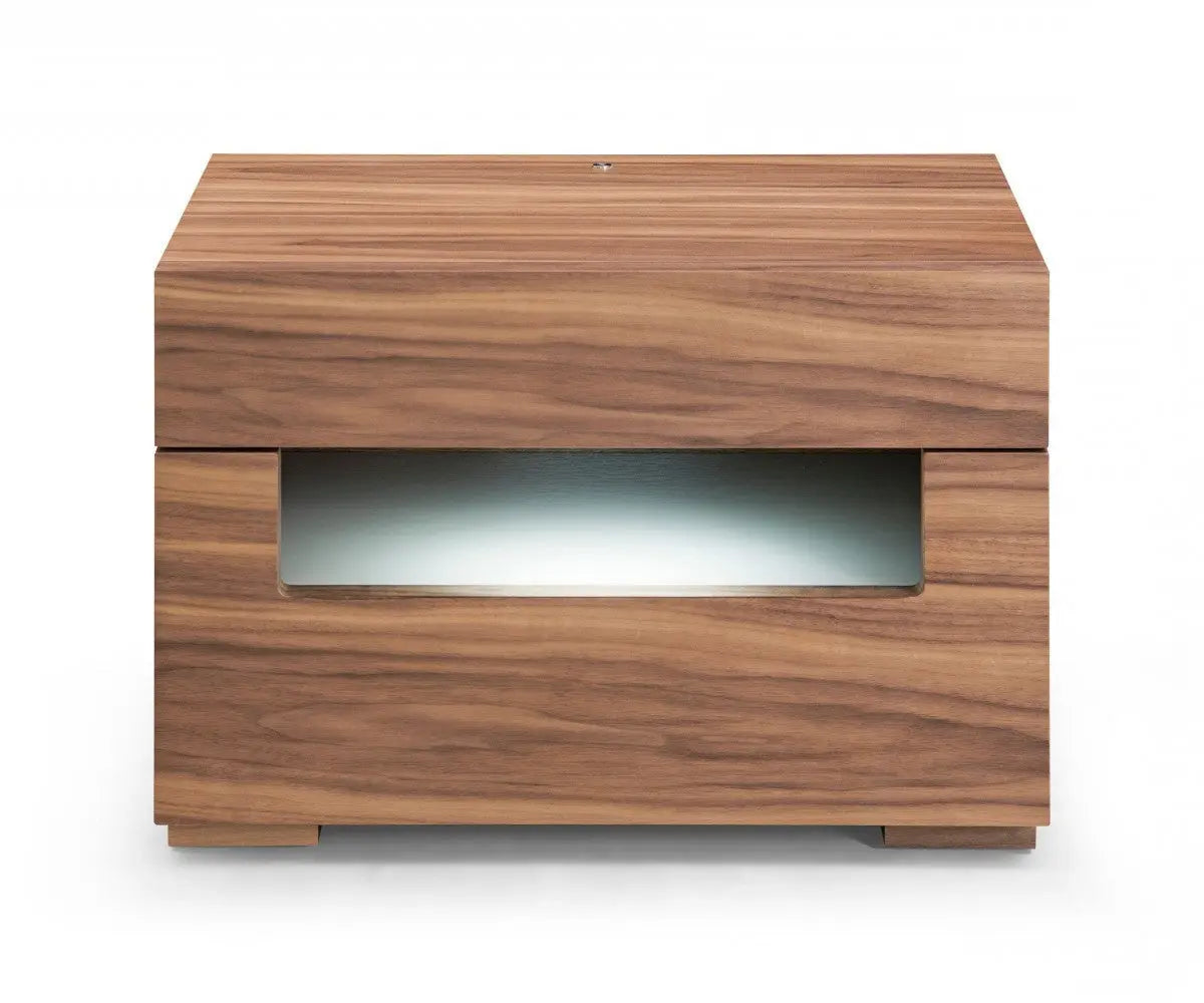 16" Wood Lighted Two Drawer Nightstand Homeroots Bed & Bath