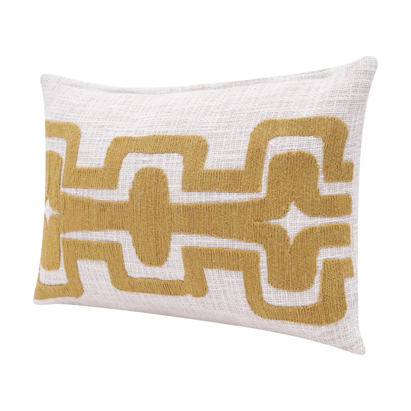 16" X 24" Yellow And Ivory 100% Cotton Geometric Zippered Pillow Homeroots Home Decor