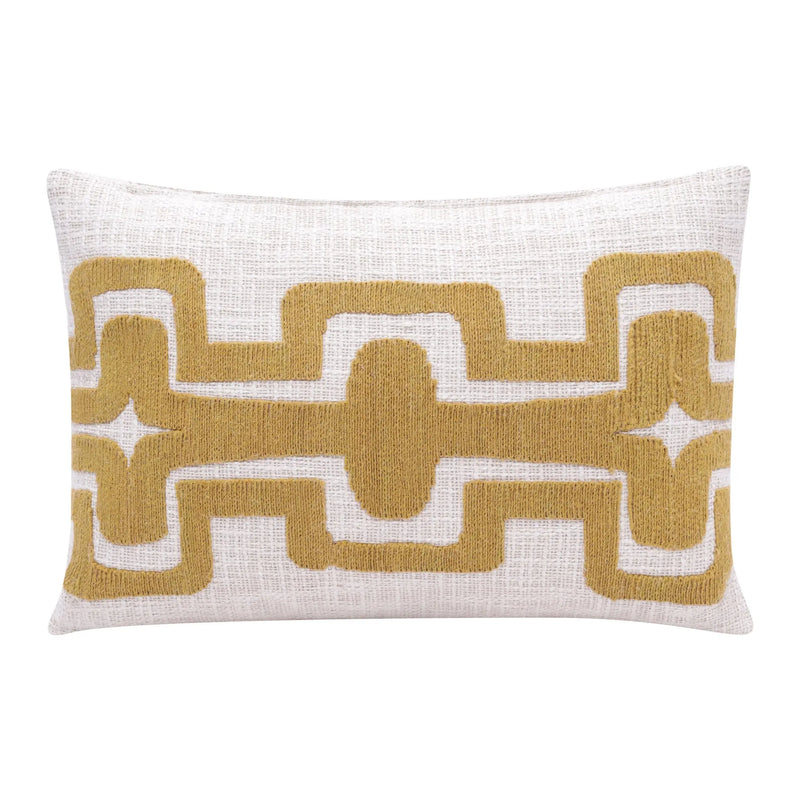 16" X 24" Yellow And Ivory 100% Cotton Geometric Zippered Pillow Homeroots Home Decor