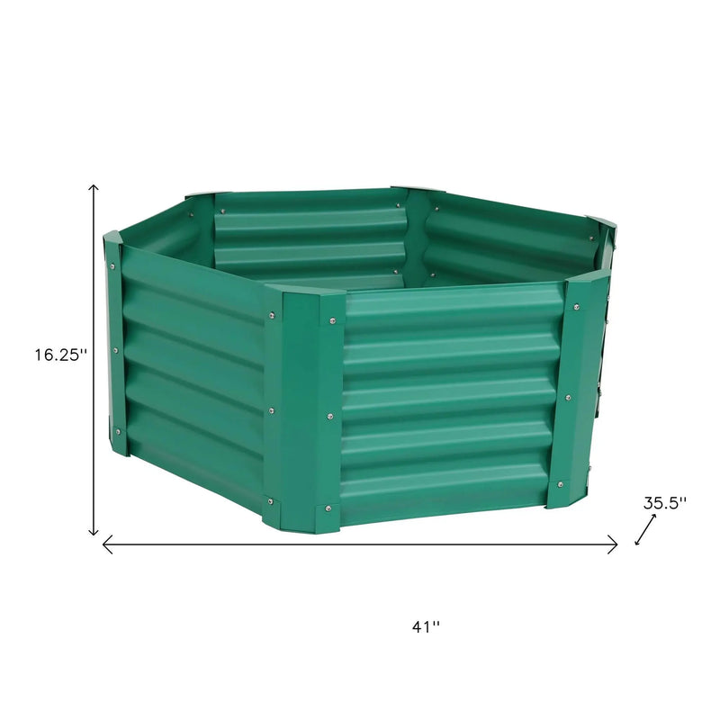 16" X 41" Green Steel Hexagon Planter Box Homeroots Outdoor