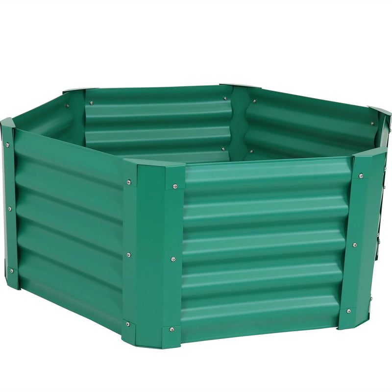 16" X 41" Green Steel Hexagon Planter Box Homeroots Outdoor