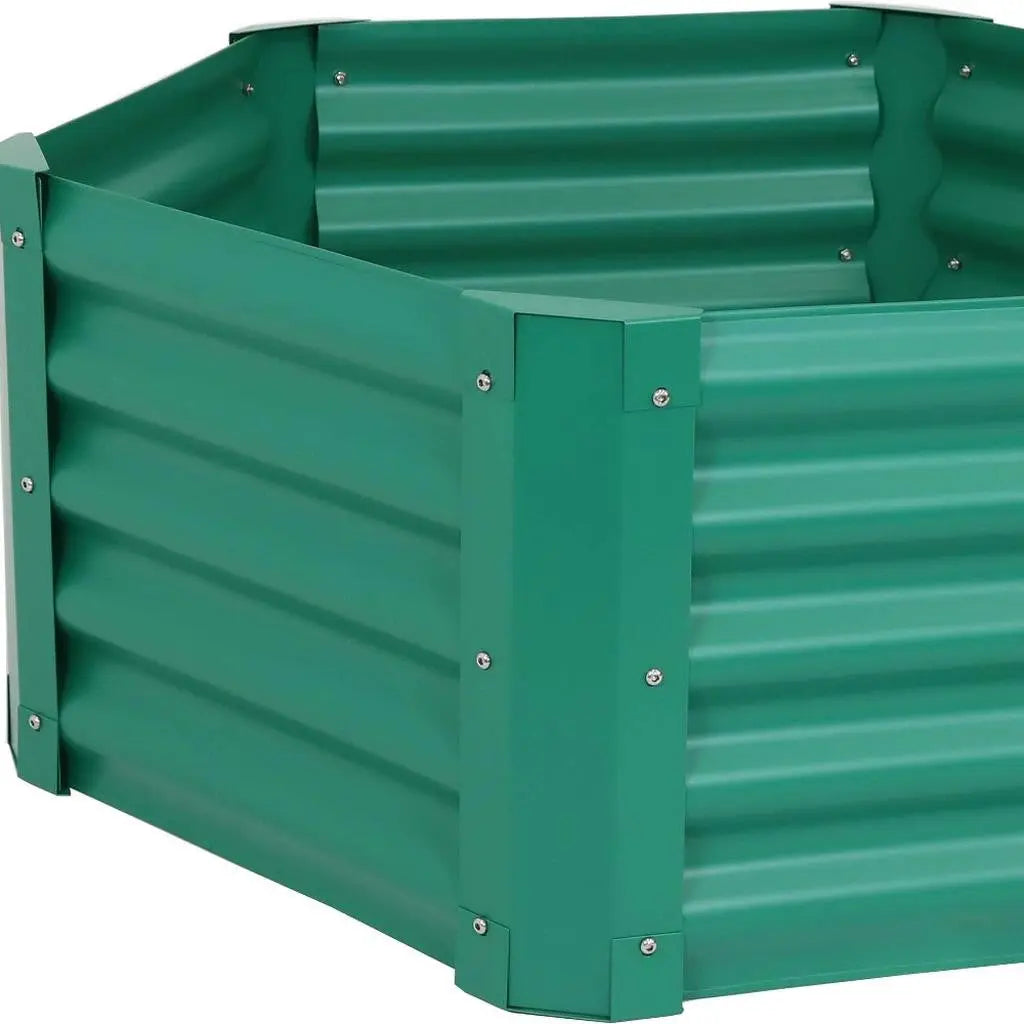 16" X 41" Green Steel Hexagon Planter Box Homeroots Outdoor