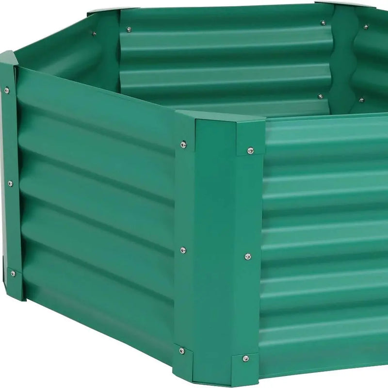 16" X 41" Green Steel Hexagon Planter Box Homeroots Outdoor
