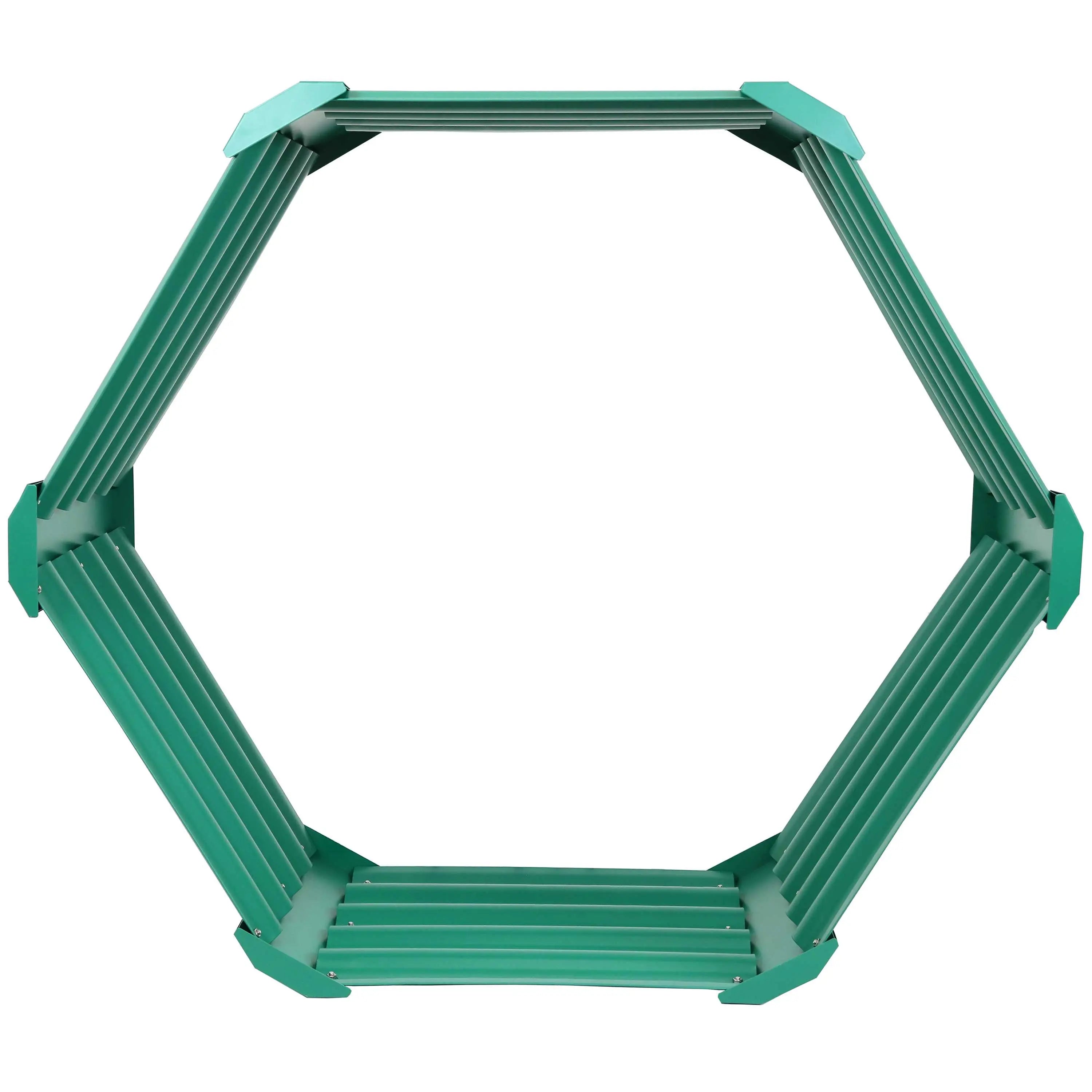 16" X 41" Green Steel Hexagon Planter Box Homeroots Outdoor