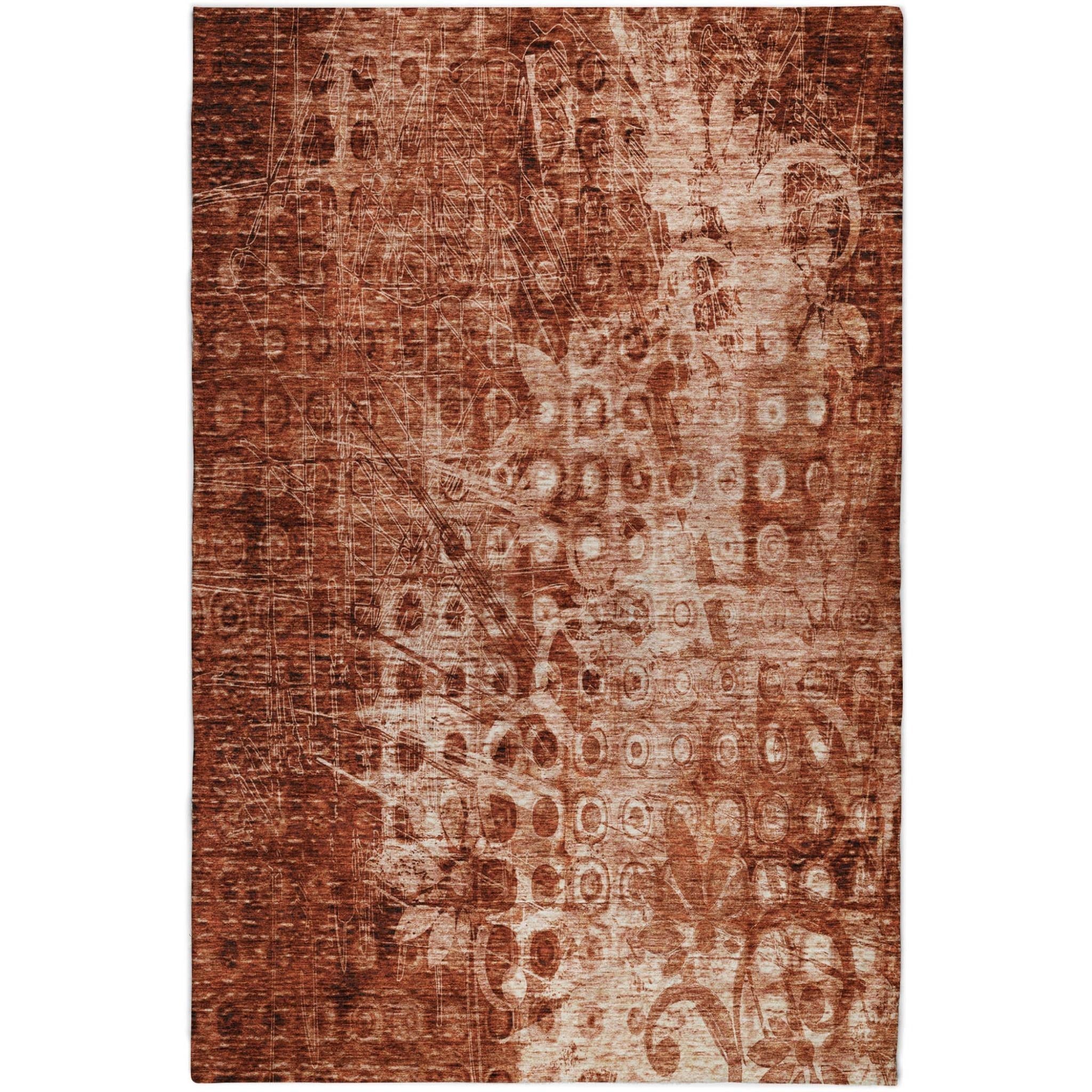 10' X 14' Orange And Taupe Ikat Shag Washable Area Rug With UV Protection - Home & Garden