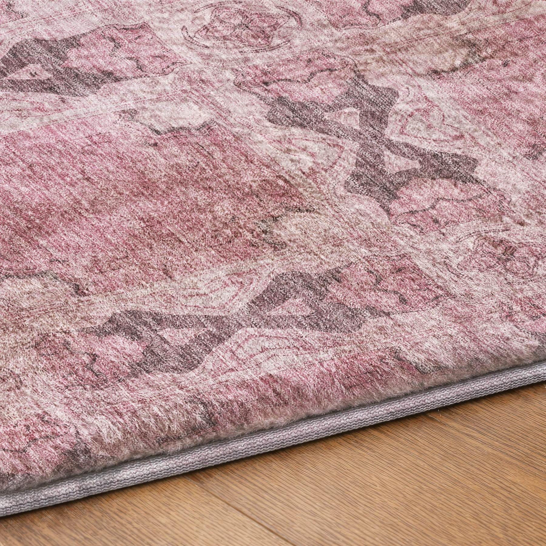 10' X 14' Pink And Gray Geometric Shag Washable Area Rug With UV Protection - Home & Garden