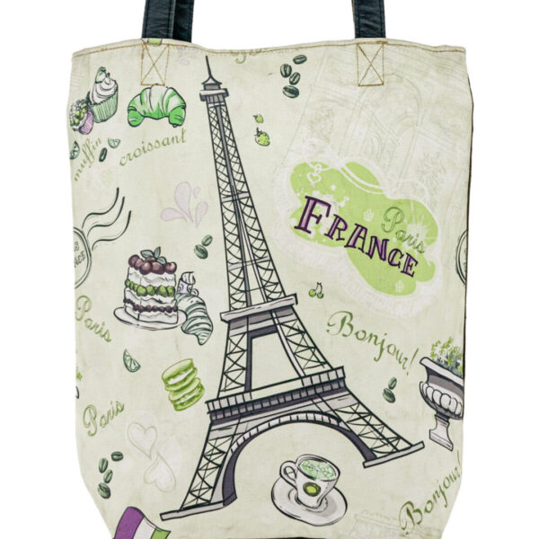 Eiffel Tower Paris Recycled Military Tent Tote-Green - Earthtone / 1 - Bags & Wallets