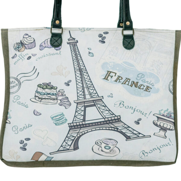 Eiffel Tower Paris Recycled Tent Market Tote-Blue - Earthtone / 1 - Bags & Wallets