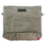 Earthtone vintage military tent crossbody bag with patch pocket and adjustable strap