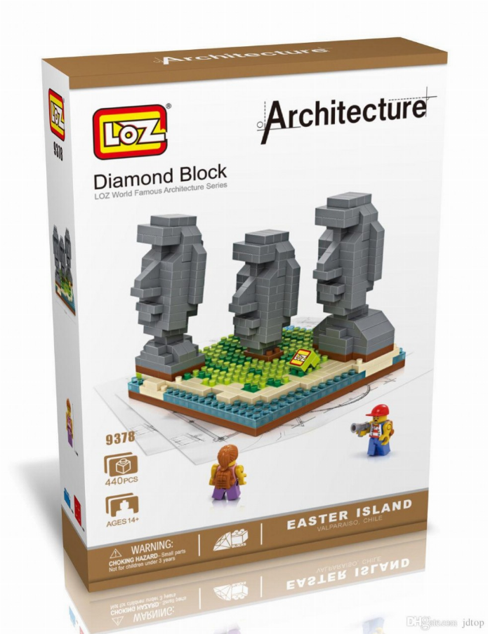 LOZ Architecture Easter Island building set box with moai figures