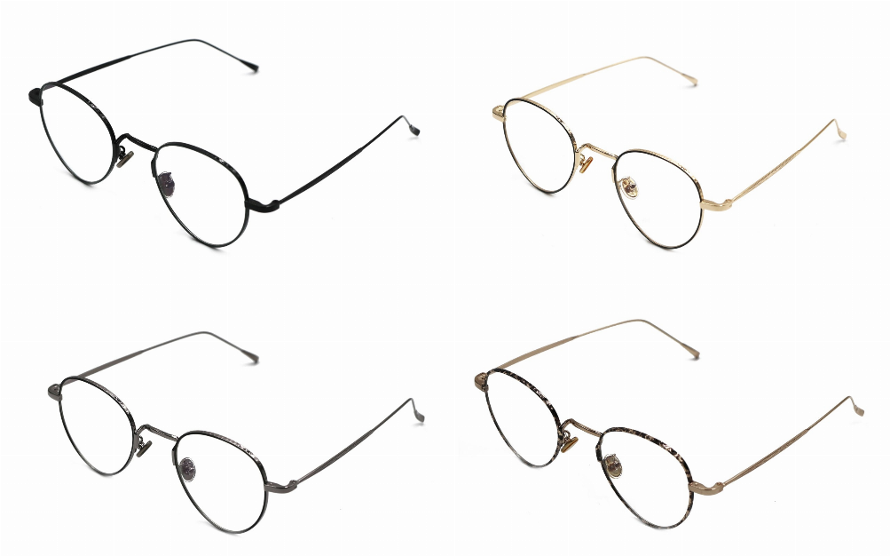 Assorted set of round metal sunglasses in dark and light frame finishes
