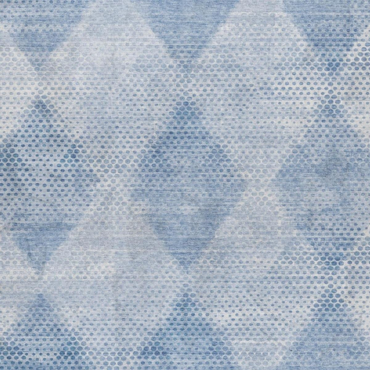 3' X 5' Blue And Denim Blue Geometric Shag Washable Area Rug With UV Protection - Home & Garden