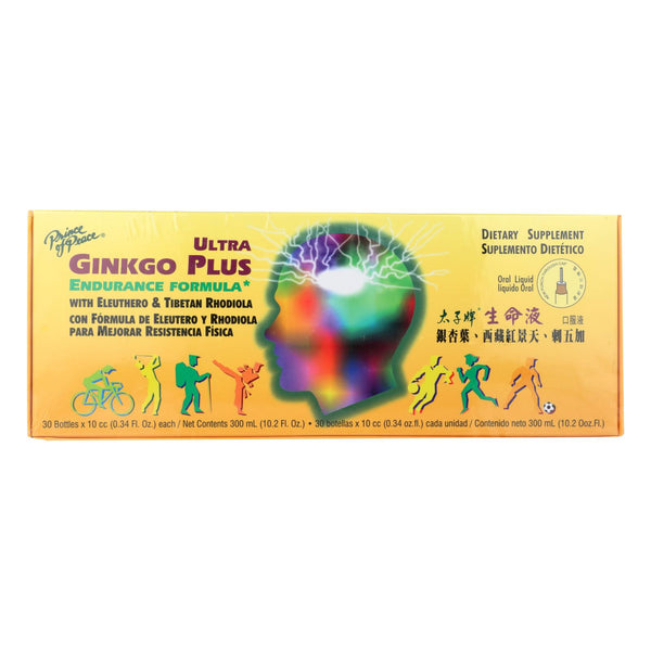Prince Of Peace Ultra Gingko Plus Endurance Formula - With Eleuthero And Rhodiola - 10 Cc - 30 Vials - GreatEagleInc