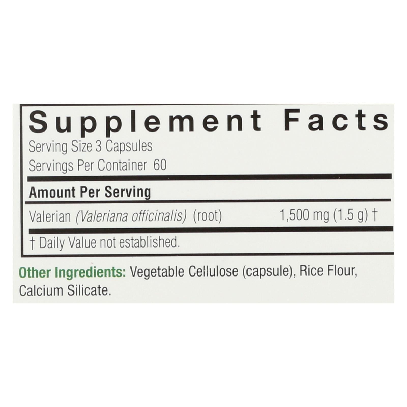 Nature's Answer - Valerian Root - 180 Vegetarian Capsules - Eco-Friendly Home & Grocery