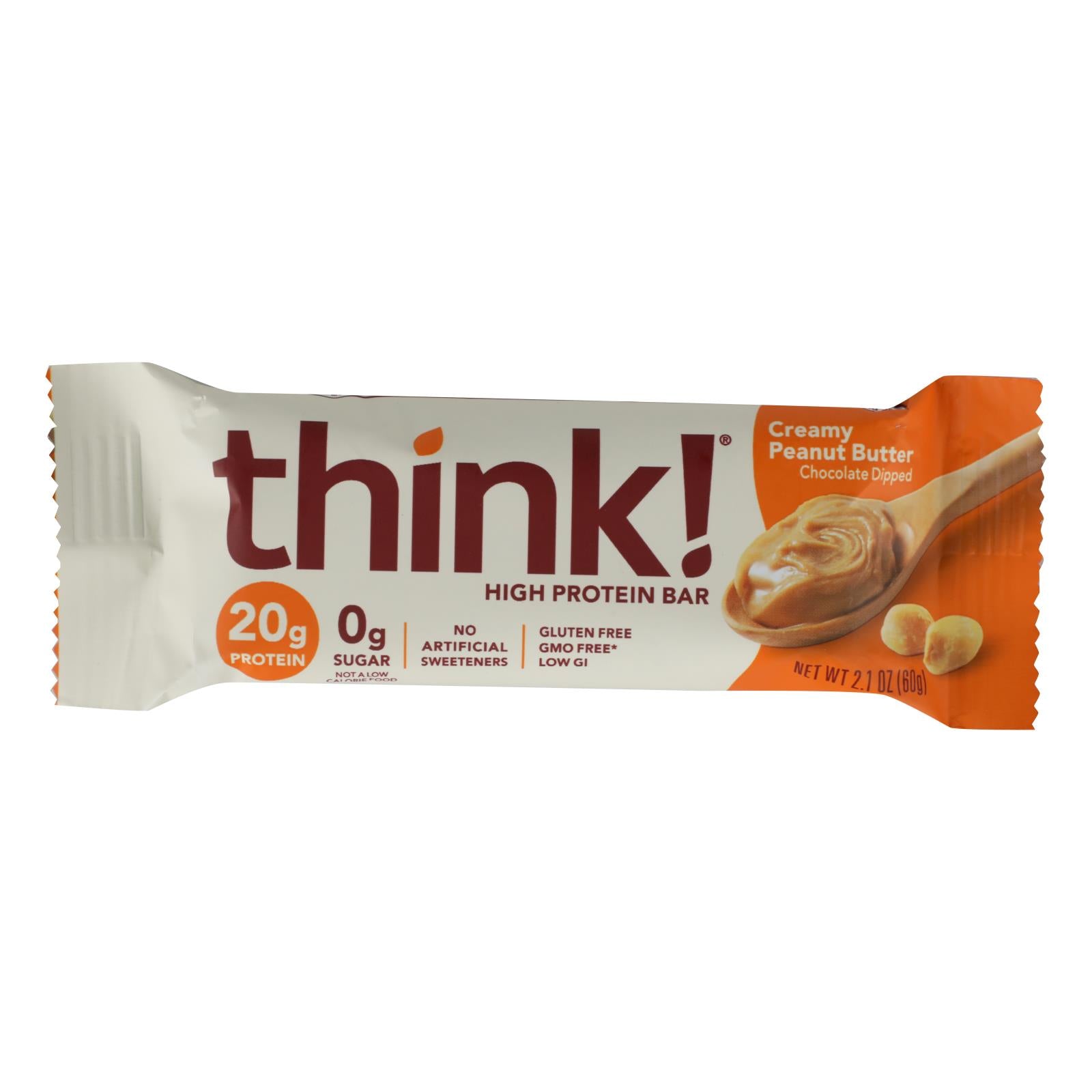 Think Products Thin Bar - Creamy Peanut Butter - Case Of 10 - 2.1 Oz - GreatEagleInc