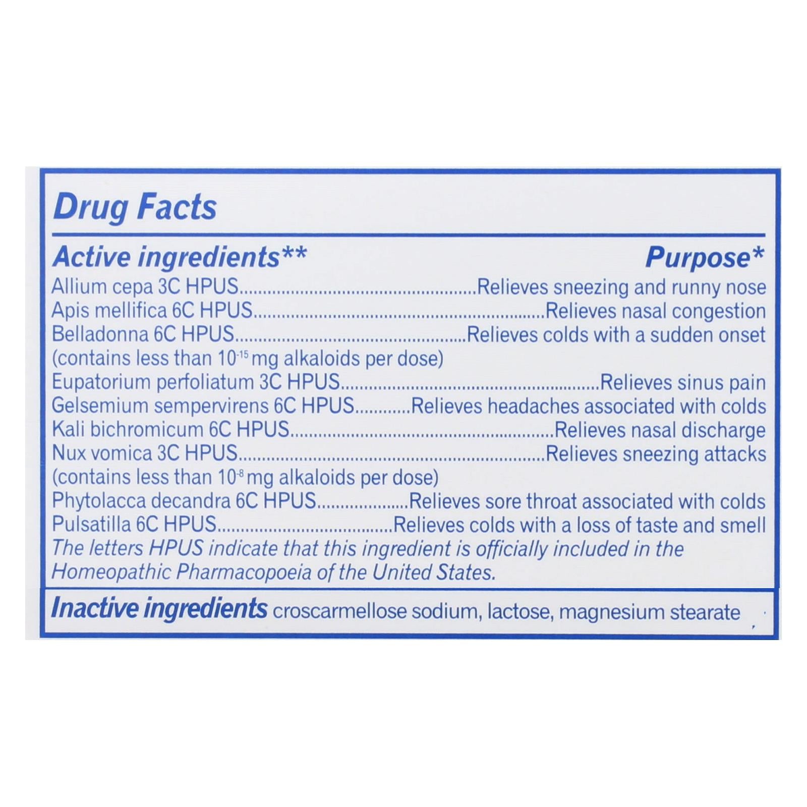 Boiron - Coldcalm Cold - 60 Tablets - GreatEagleInc