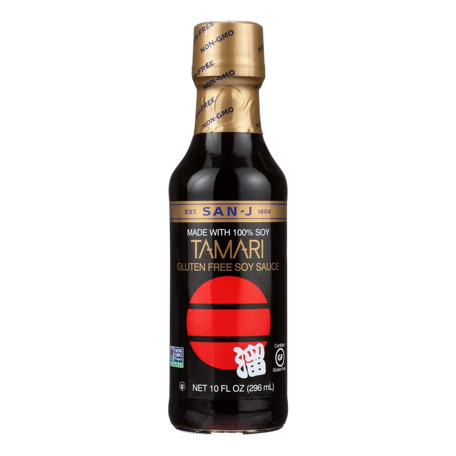 San - J Tamari Soy Sauce - Case Of 6 - 10 Fl Oz. - GreatEagleInc