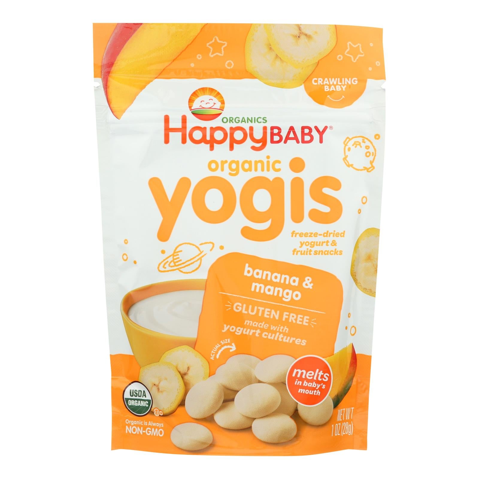 Happy Baby Happymelts Organic Yogurt Snacks For Babies And Toddlers Banana Mango - 1 Oz - Case Of 8 - GreatEagleInc