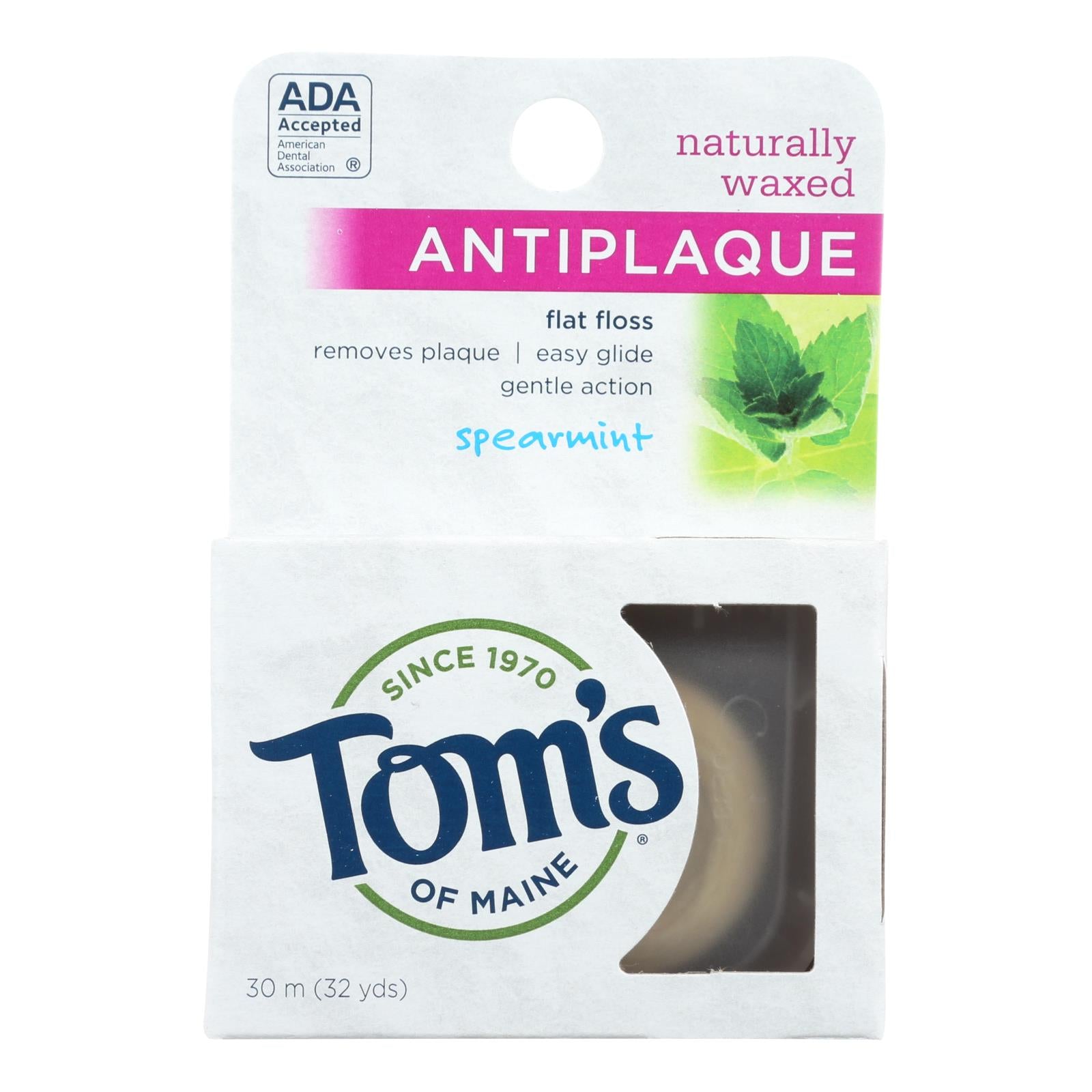Tom's Of Maine Antiplaque Flat Floss Waxed Spearmint - 32 Yards - Case Of 6 - GreatEagleInc