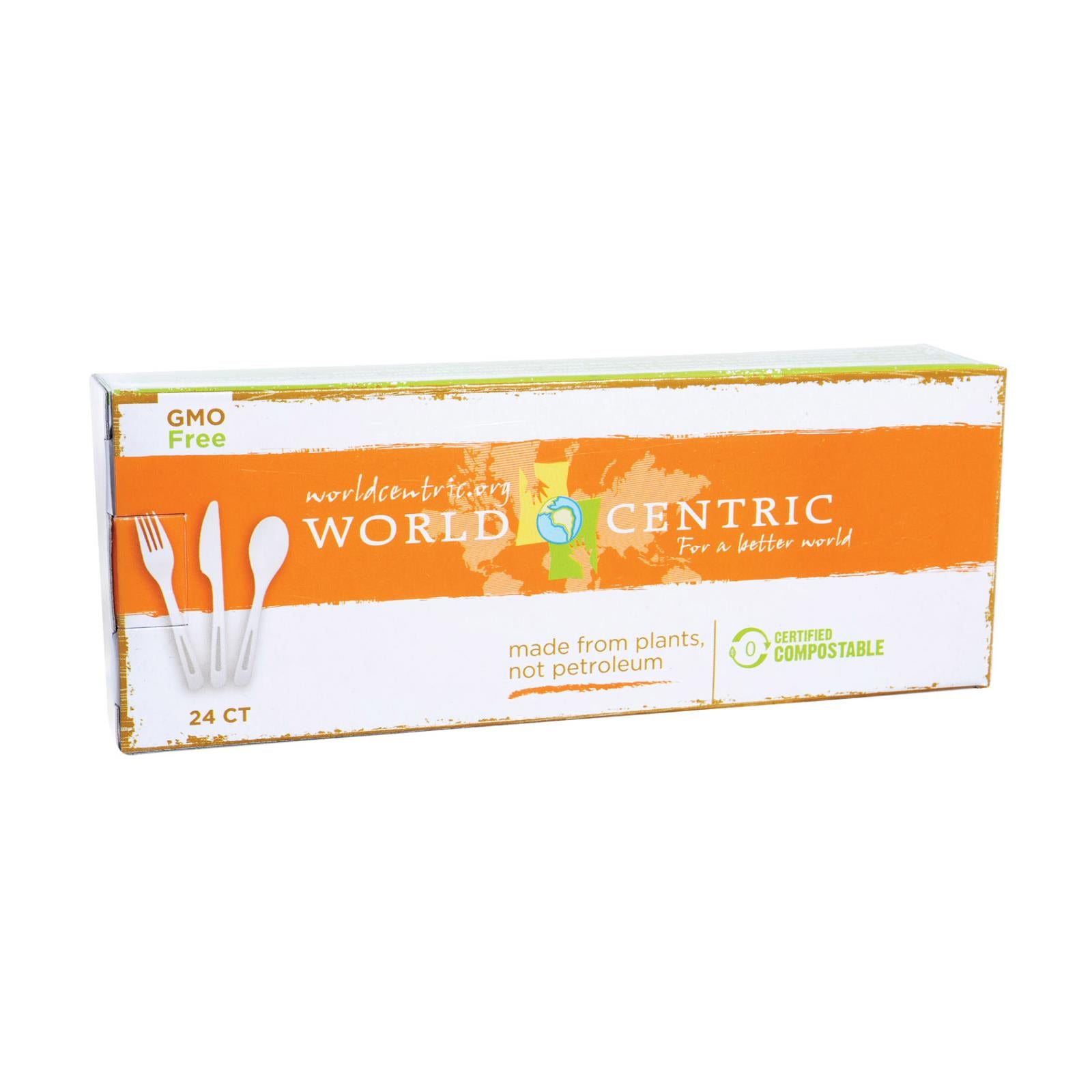 World Centric Assorted Corn Starch Flatware - Case Of 12 - 24 Count - GreatEagleInc