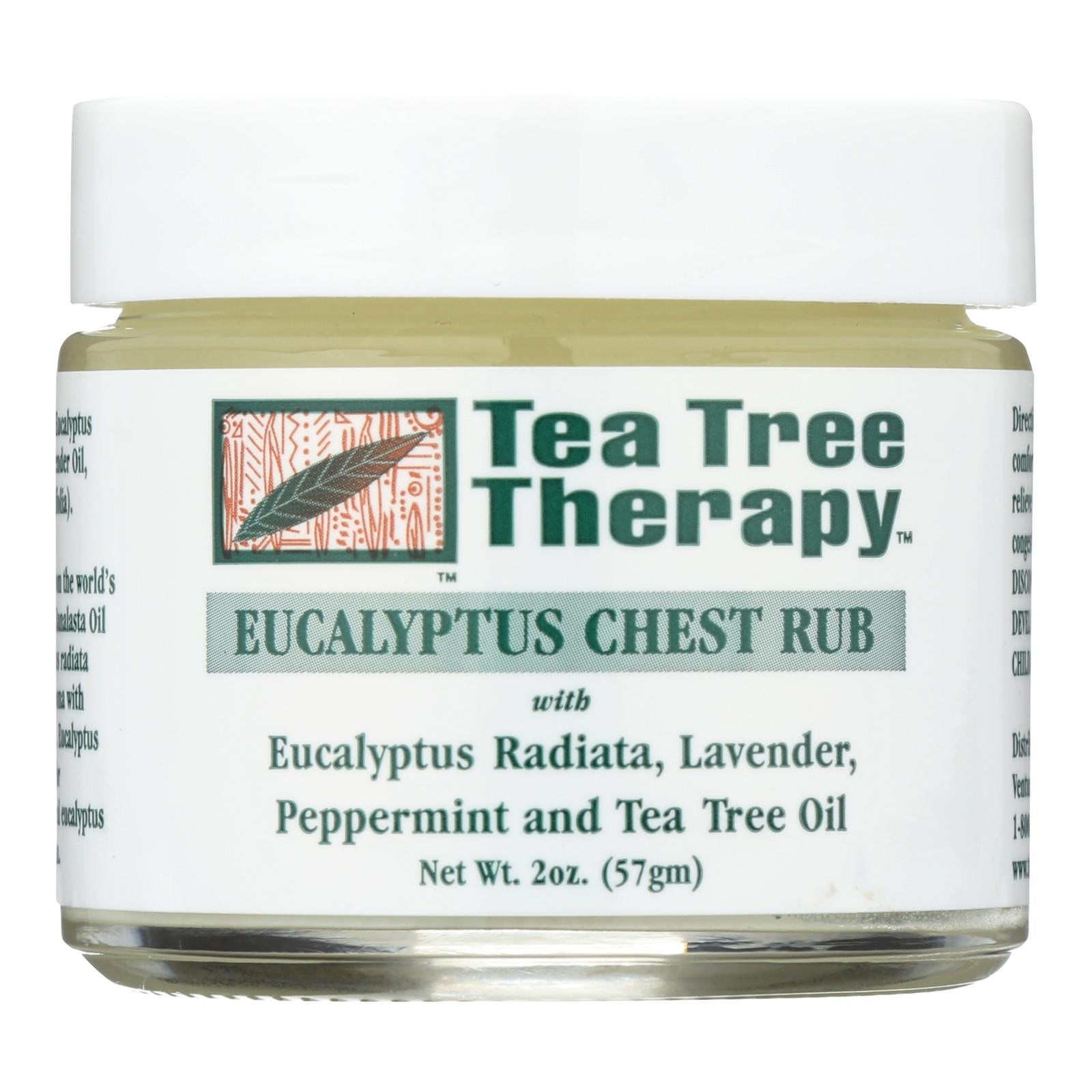 Tea Tree Therapy Eucalyptus Chest Rub Eucalyptus Australiana Lavender Peppermint And Tea Tree Oil - 2 Oz - GreatEagleInc