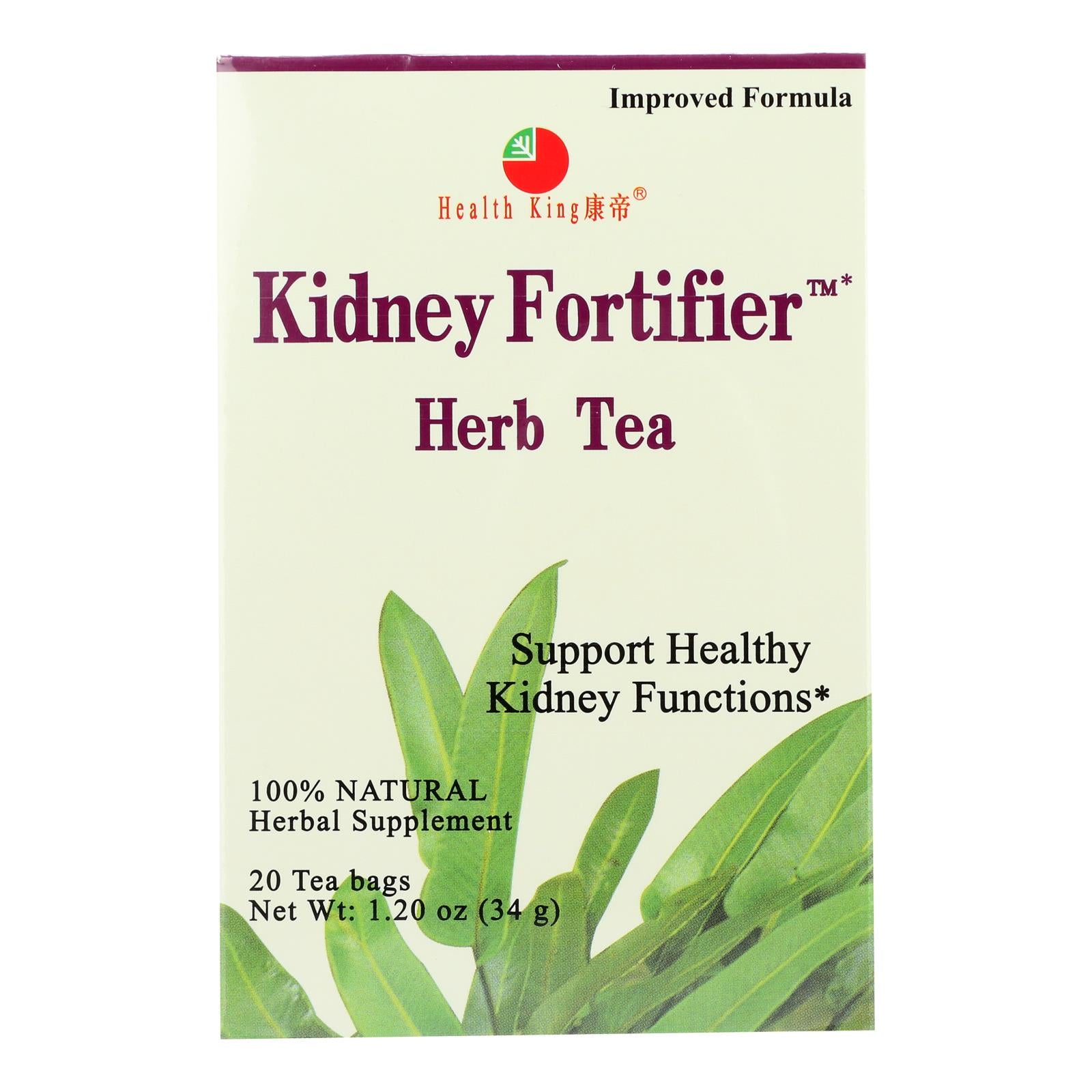Health King Kidney Fortifier Herb Tea - 20 Tea Bags - GreatEagleInc