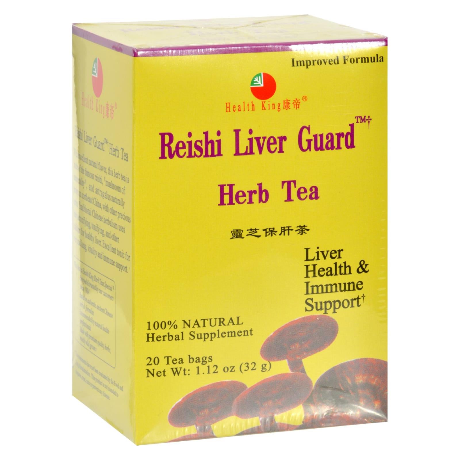Health King Reishi Liver Guard Herb Tea - 20 Tea Bags - GreatEagleInc