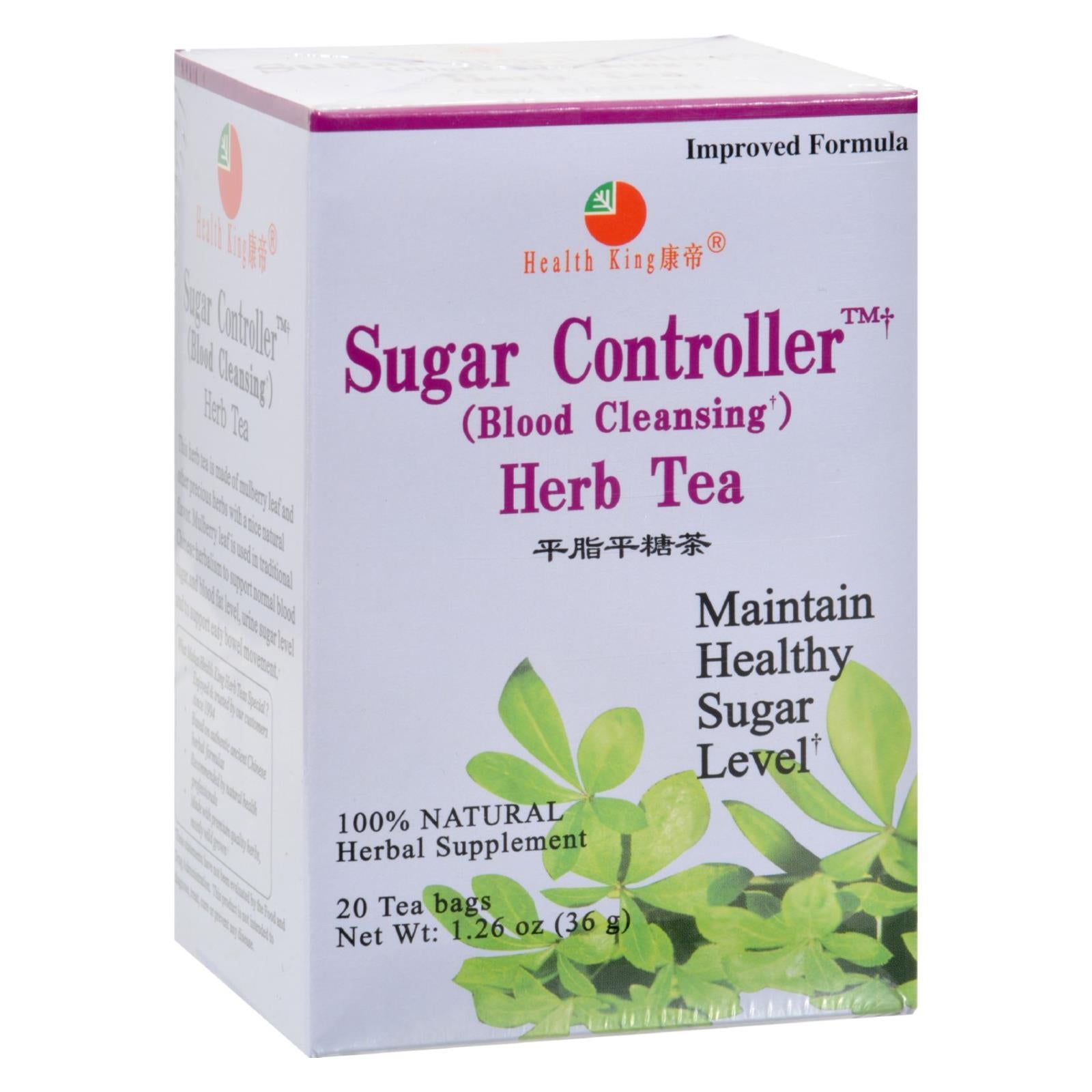 Health King Sugar Controller Blood Cleansing Herb Tea - 20 Tea Bags - GreatEagleInc