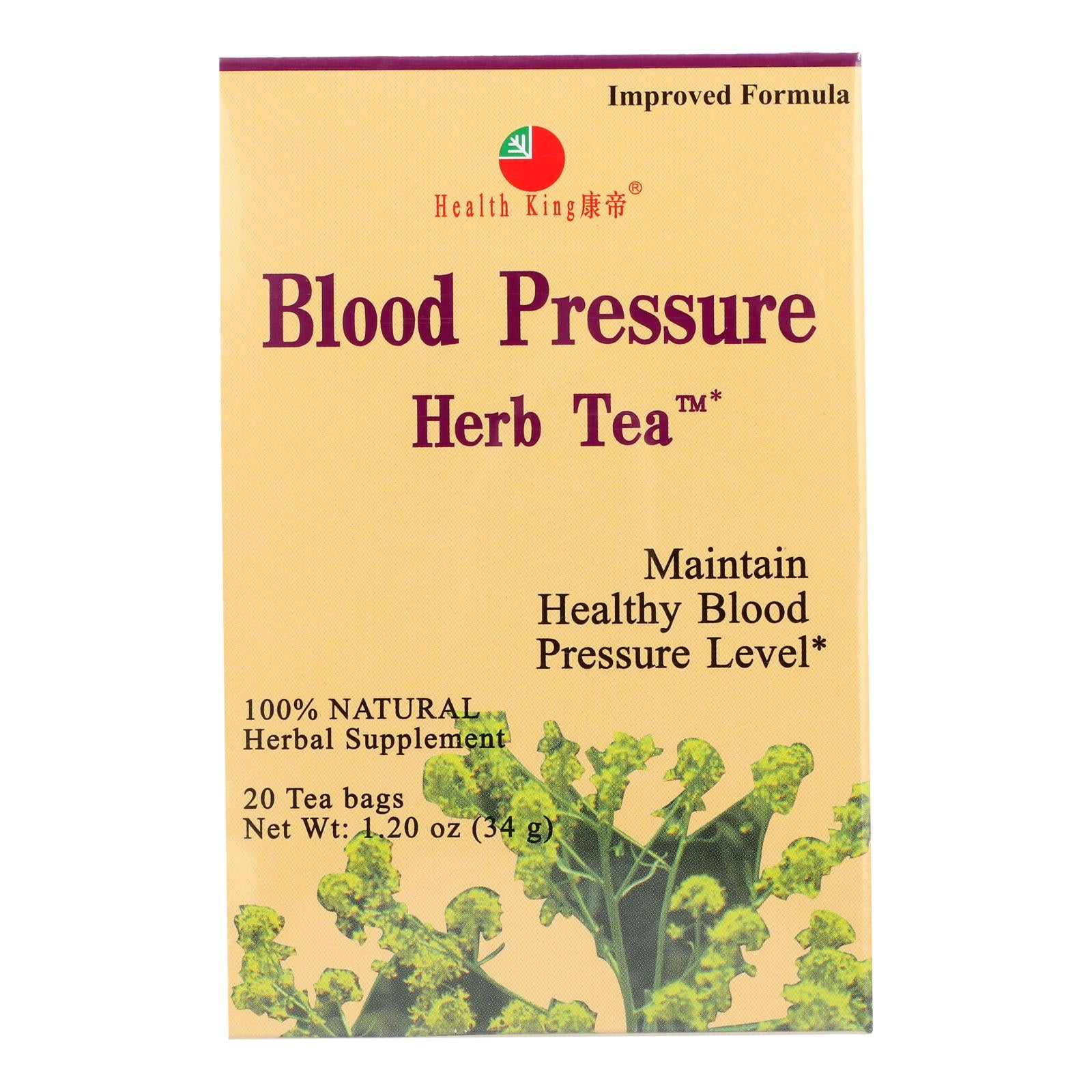 Health King Blood Pressure Herb Tea - 20 Tea Bags - Eco-Friendly Home & Grocery