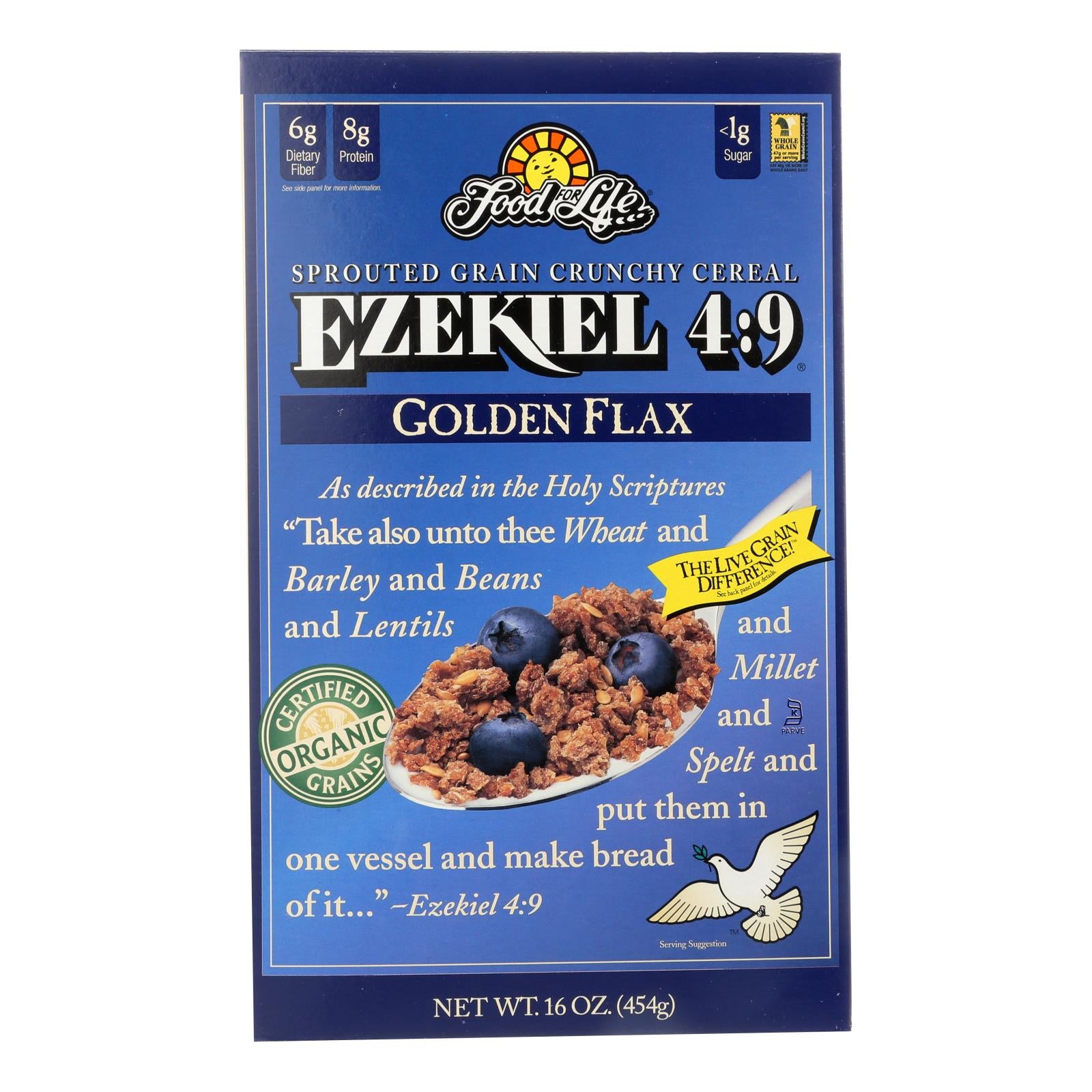 Food For Life Baking Co. Cereal - Organic - Ezekiel 4-9 - Sprouted Whole Grain - Golden Flax - 16 Oz - Case Of 6 - GreatEagleInc