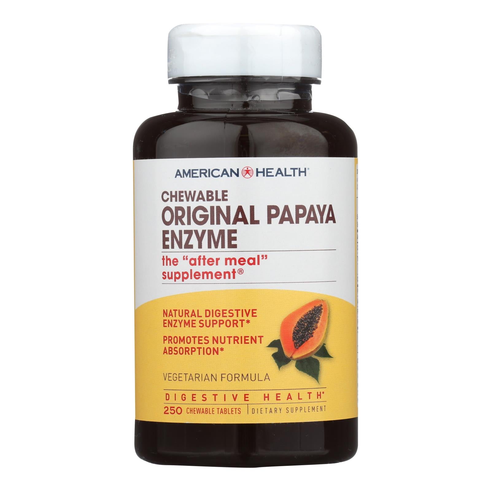 American Health - Original Papaya Enzyme Chewable - 250 Tablets - GreatEagleInc