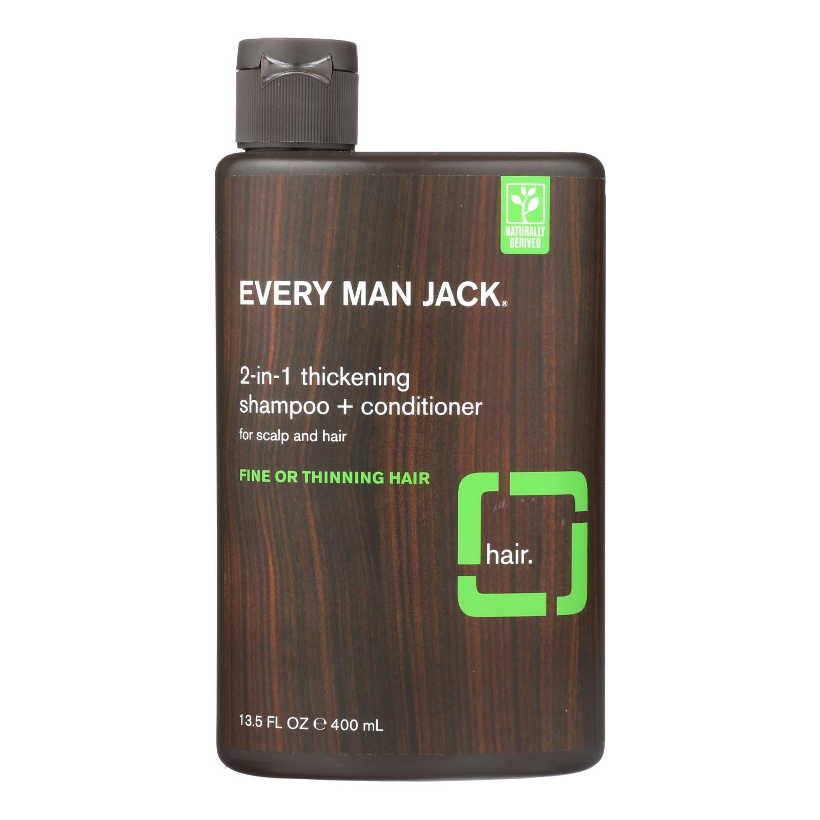 Every Man Jack 2 In 1 Shampoo Plus Conditioner - Thickening - Scalp And Hair - Fine Or Thinning Hair - 13.5 Oz - GreatEagleInc