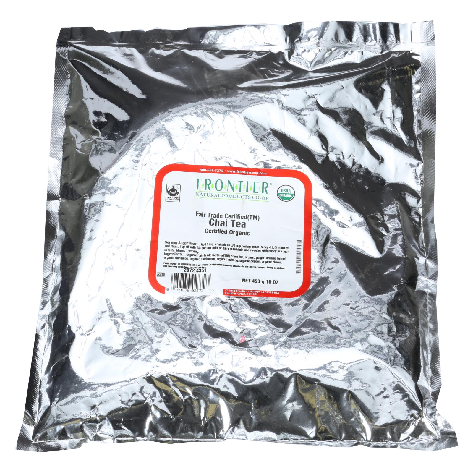 Frontier Herb Tea Organic Fair Trade Certified Chai - Single Bulk Item - 1lb - Eco-Friendly Home & Grocery