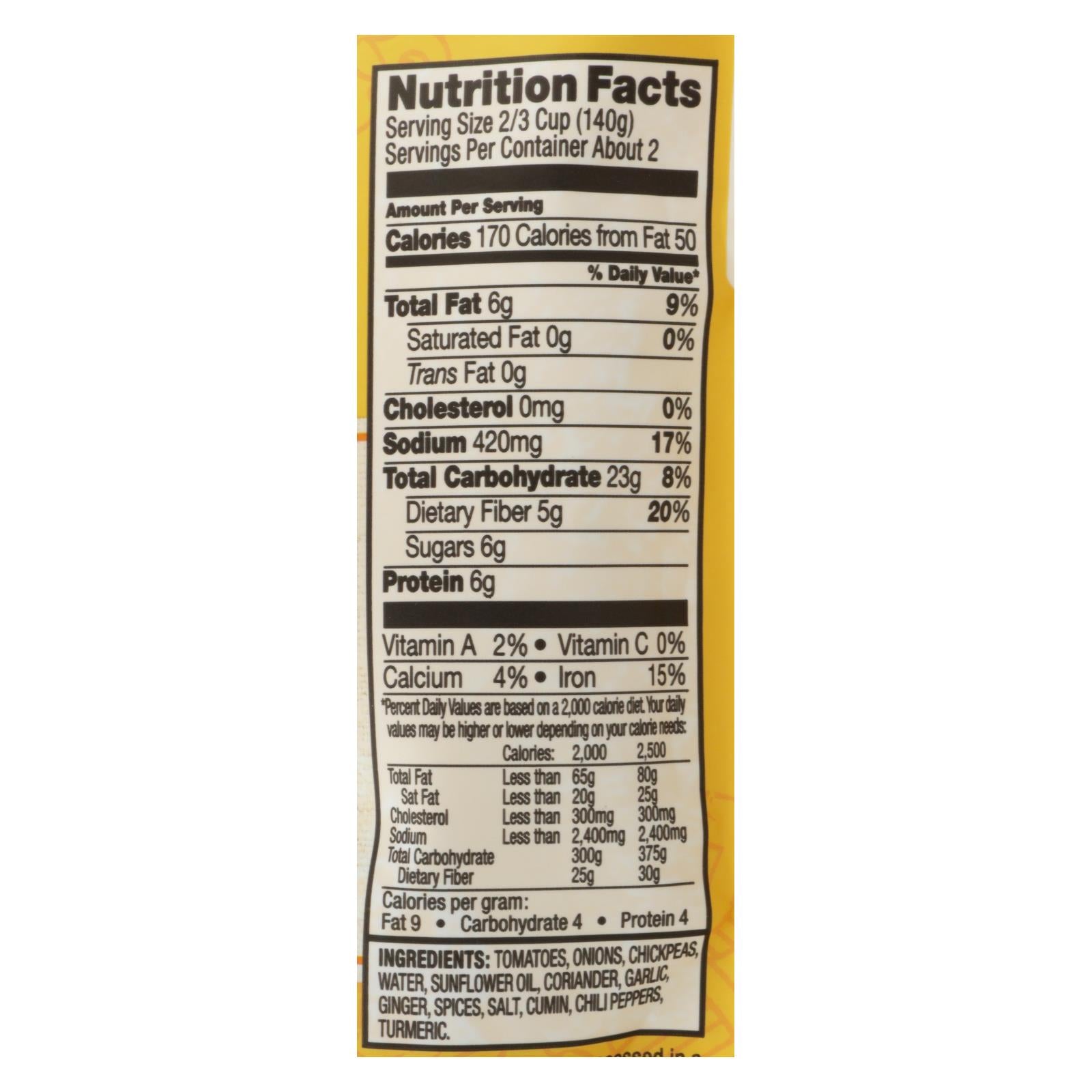 Tasty Bite Entree - Indian Cuisine - Channa Masala - 10 Oz - Case Of 6 - GreatEagleInc