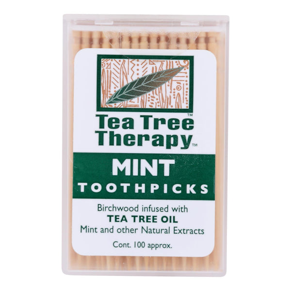 Tea Tree Therapy Toothpicks - 100 Toothpicks - Case Of 12 - GreatEagleInc
