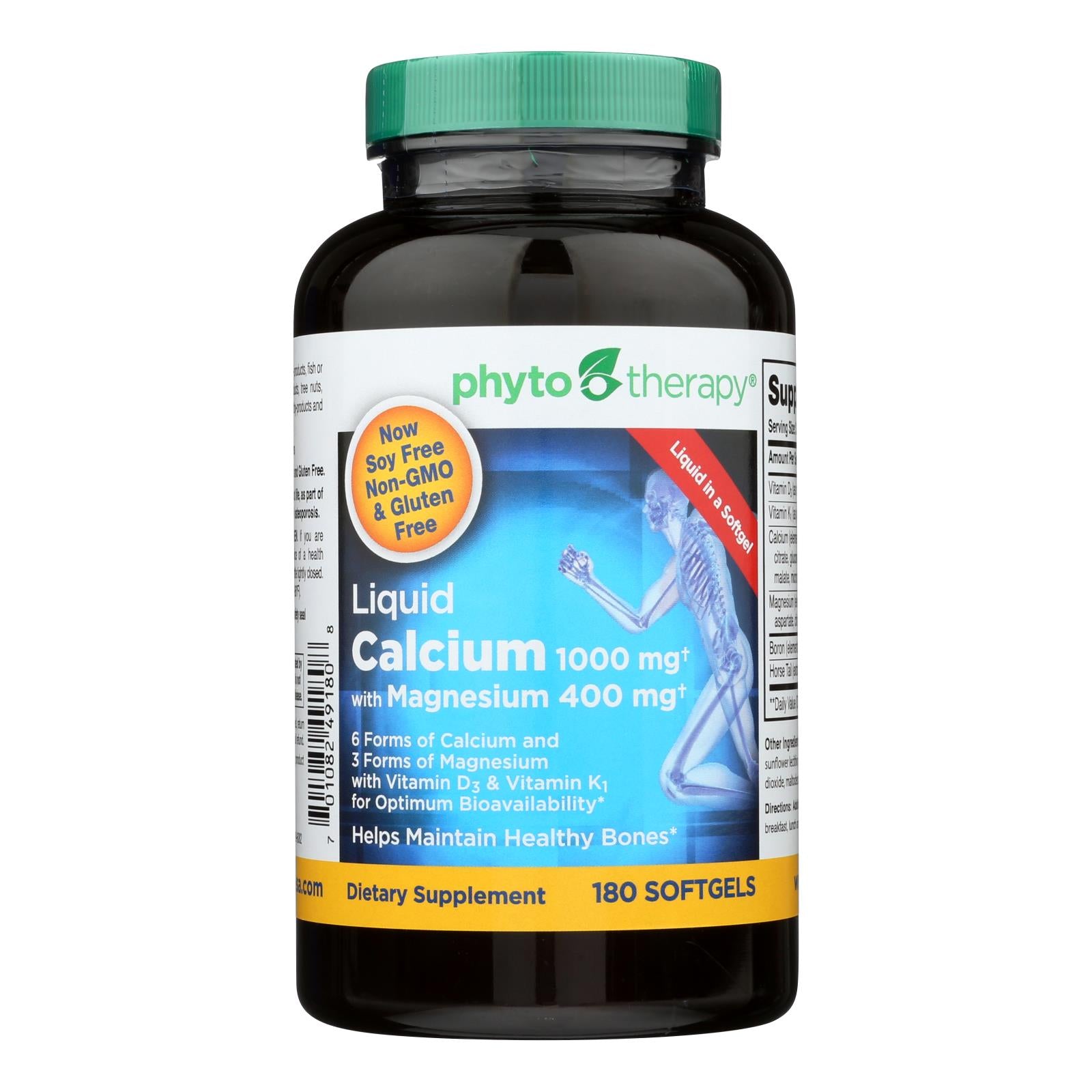 Phyto-therapy Liquid Calcium With Magnesium - 1000 Mg - 180 Softgels - GreatEagleInc