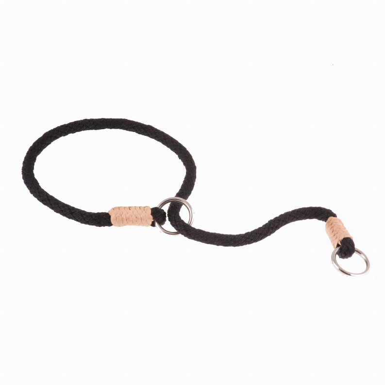 Nylon slip collar loop in black with beige center padding and key-ring clasp