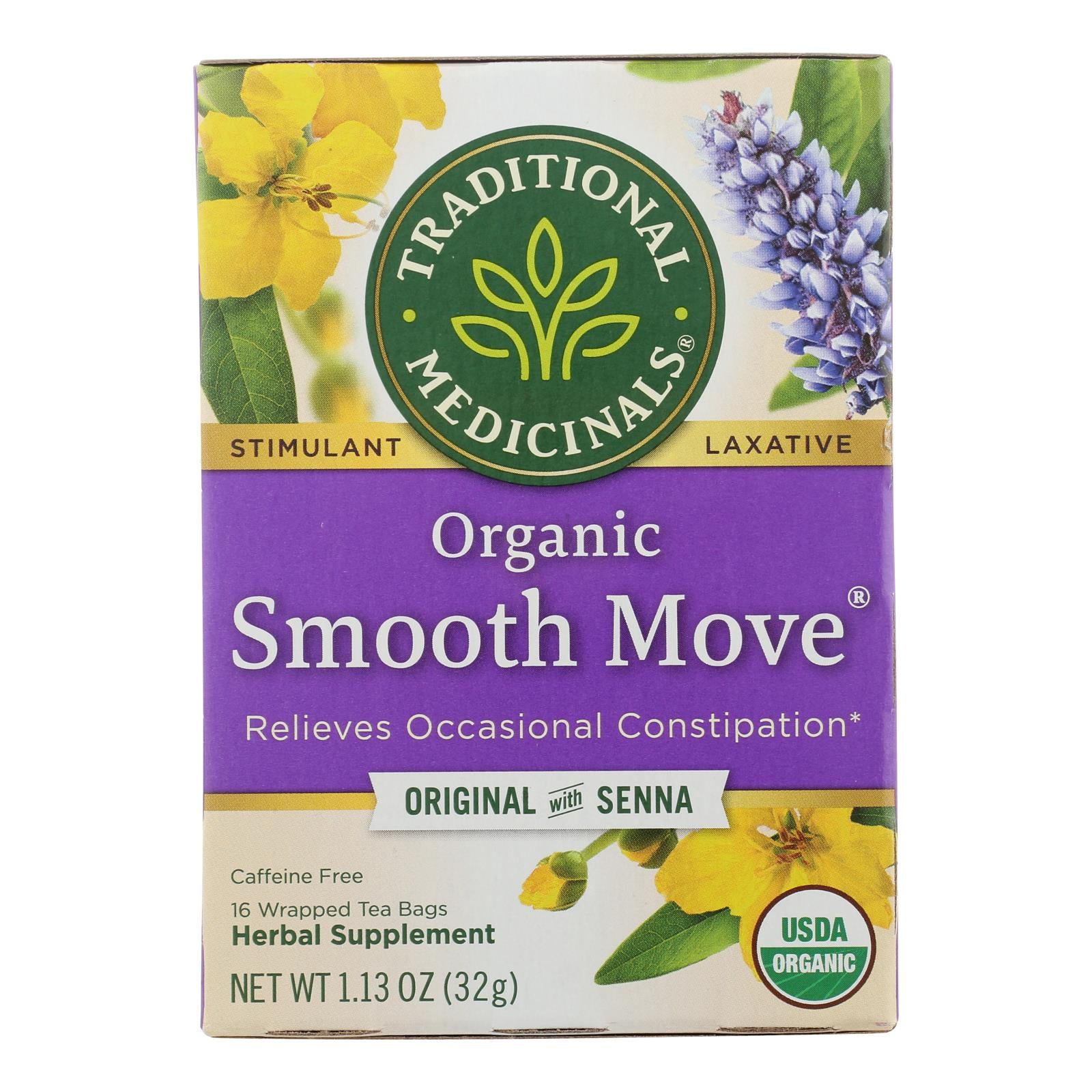 Traditional Medicinals Organic Smooth Move Herbal Tea - 16 Tea Bags - Case Of 6 - GreatEagleInc