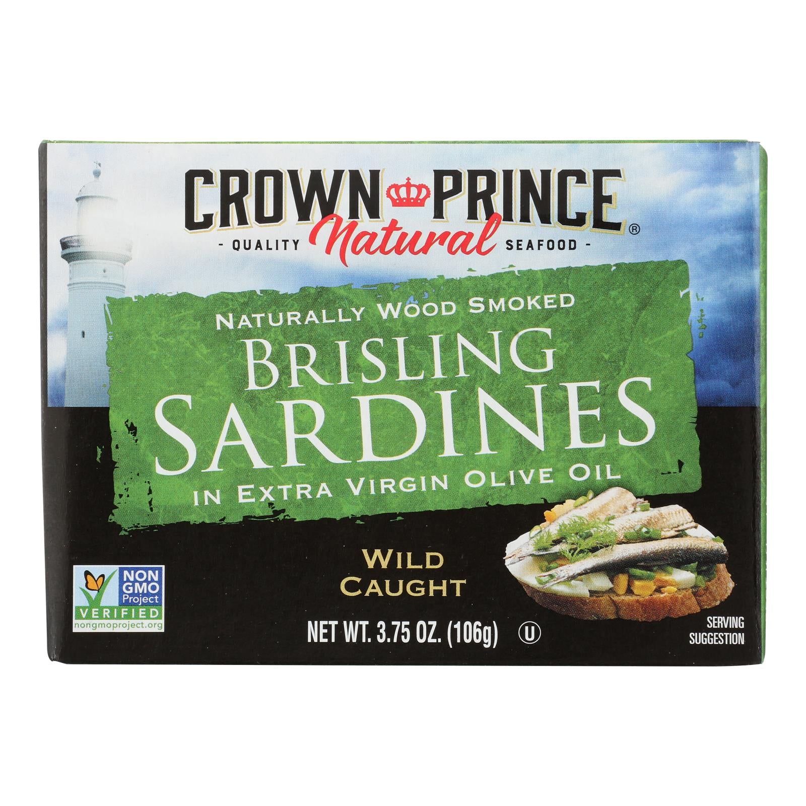 Crown Prince Brisling Sardines In Extra Virgin Olive Oil - Case Of 12 - 3.75 Oz. - GreatEagleInc