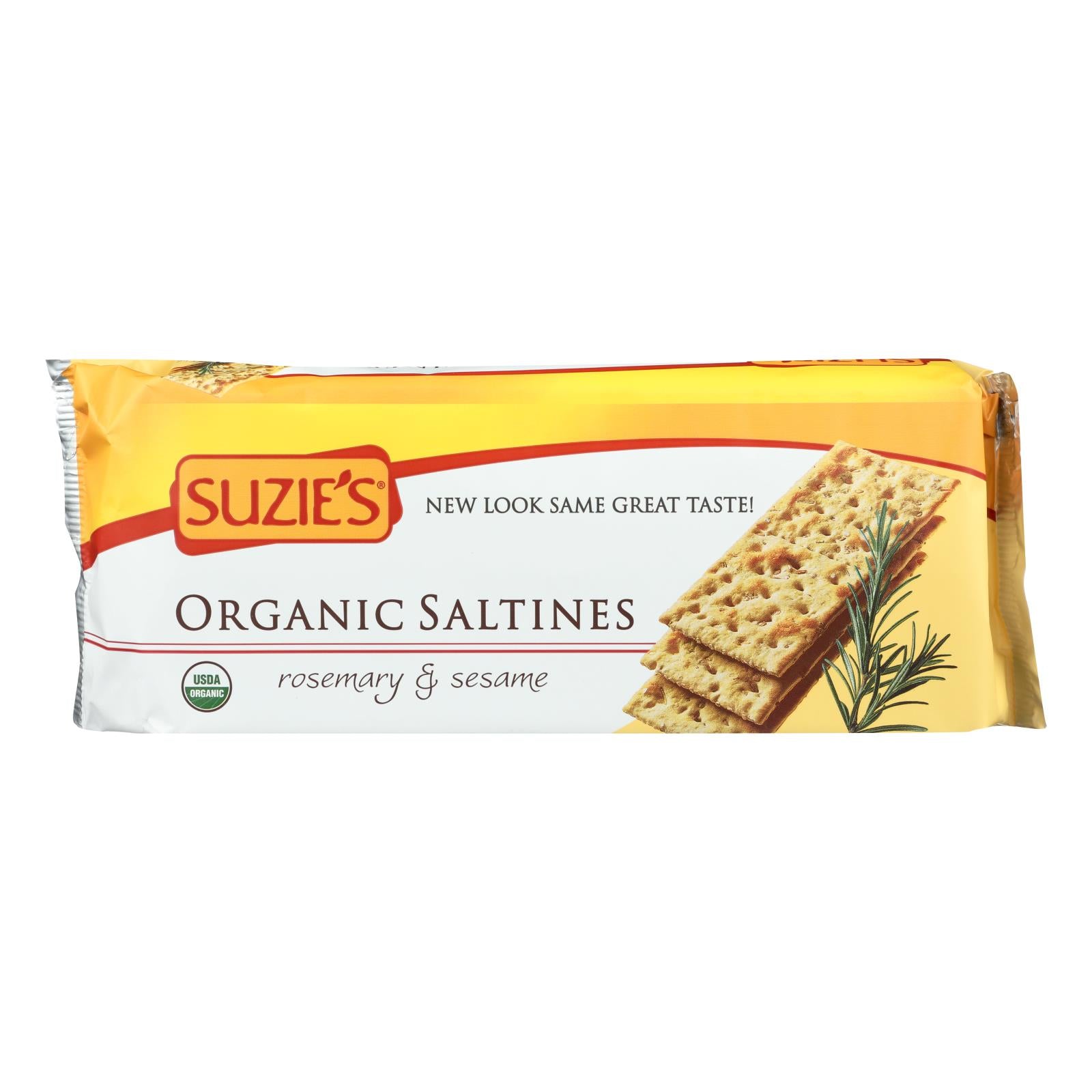 Suzie's Organic Saltines - Rosemary And Sesame - Case Of 12 - 8.8 Oz. - GreatEagleInc